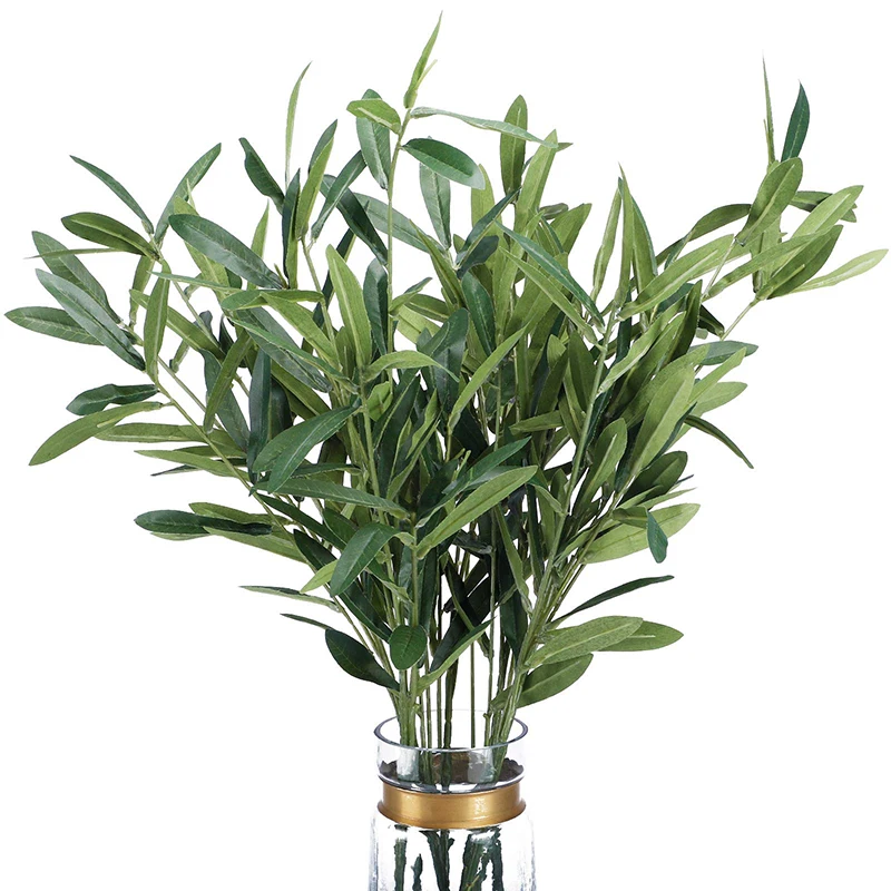 95cm 6 Branches Plastic Olive Leaves Stem Artificial Olive Branch with Fruits for Home Wedding Decoration
