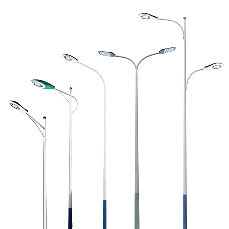 Hot sale 5M to 8M galvanized metal round double arm street light pole