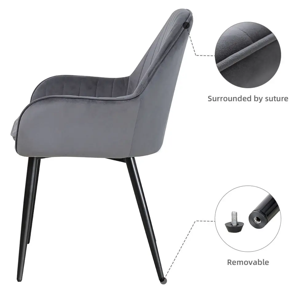 Modern Upholstery Velvet Fabric Dining Chair Luxury Cafe SILLA COMEDOR Modern Armrest Dinner Dinning Room Chair for restaurant