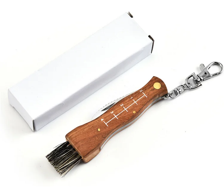 Wooden handle Mushroom knife with hairbrush Accept Customized Logo
