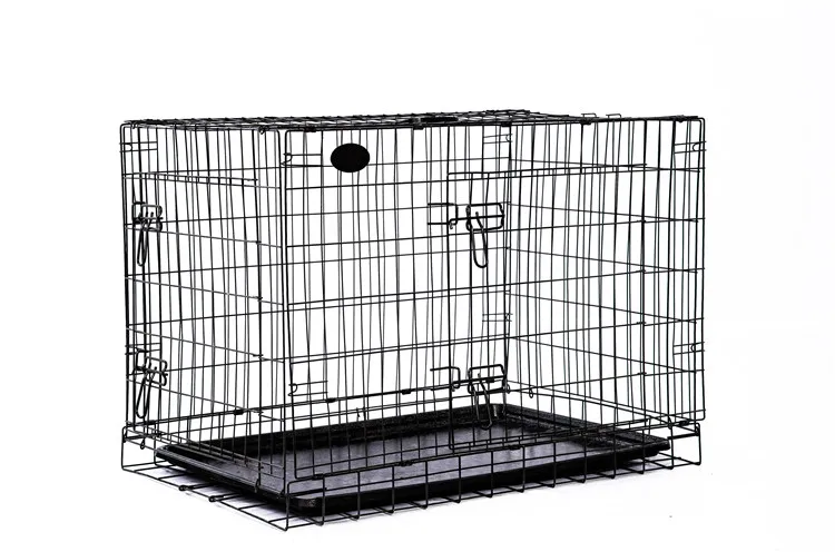 Customize Two Door Stacking Inside Stainless Metal Welded Wire Mesh Breeding Pet Kennel Crate Dog Cage For Dogs Collapsible