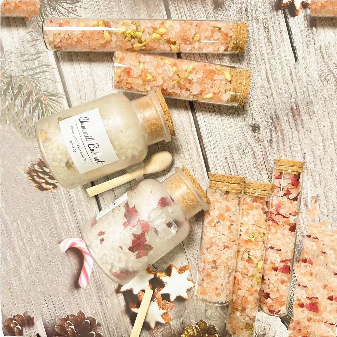 OEM Natural Organic Pure Vegan Mineral Dried Floral Bath Salts Salt Spa Hemp Crystal Gift Skin Care Himalayan Dead Sea Bath Salt