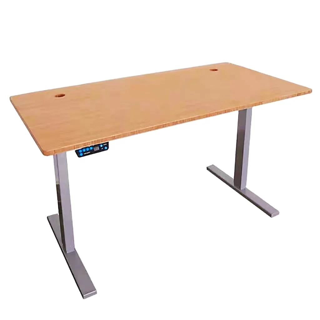 Height adjustable bamboo office table solid  standing bamboo desk top factory
