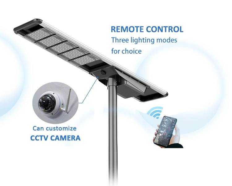 Anern 90w 100w integrated solar street lights with cctv camera