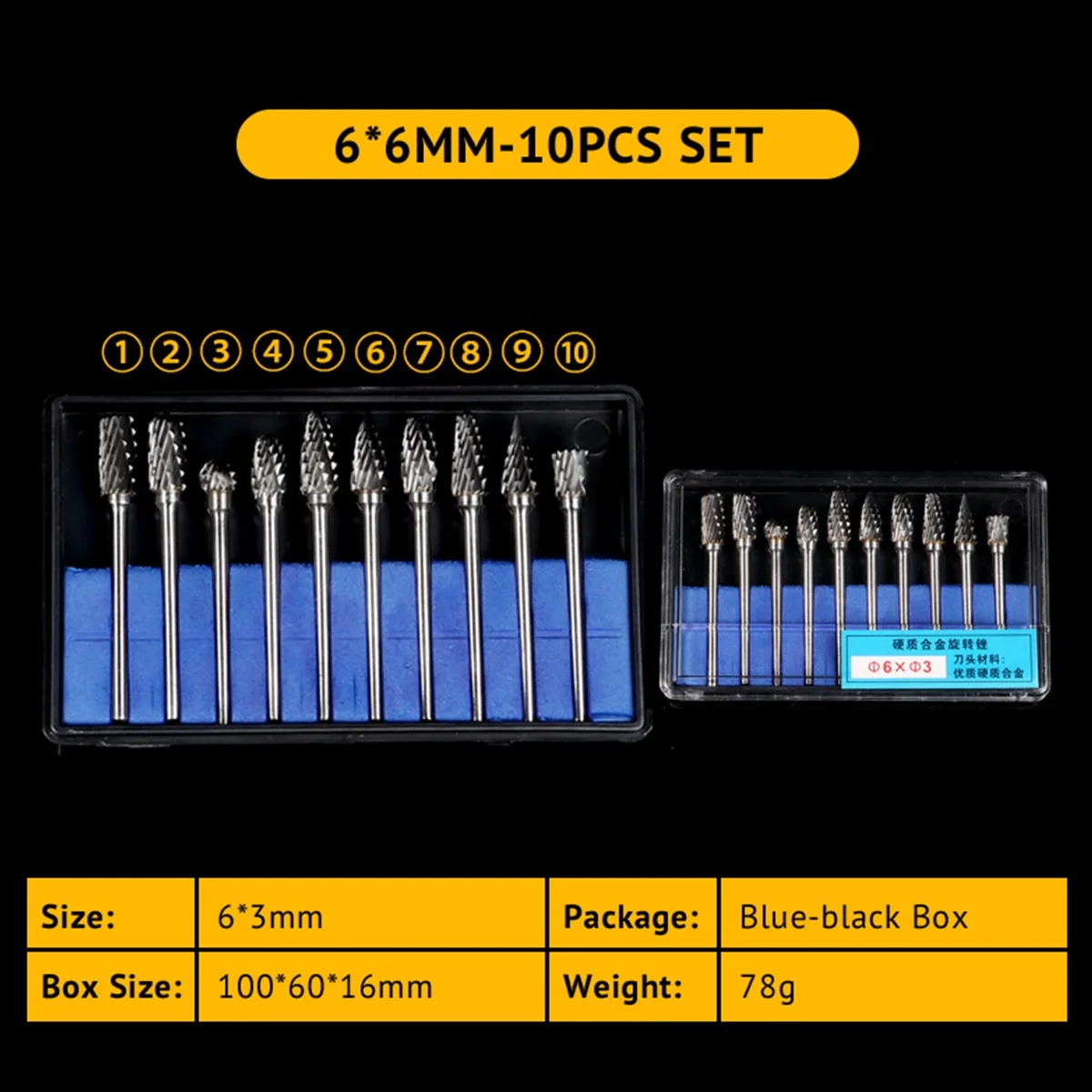 10pcs Carpenter Tungsten Steel Carbide Rotary File Set for Woodworking
