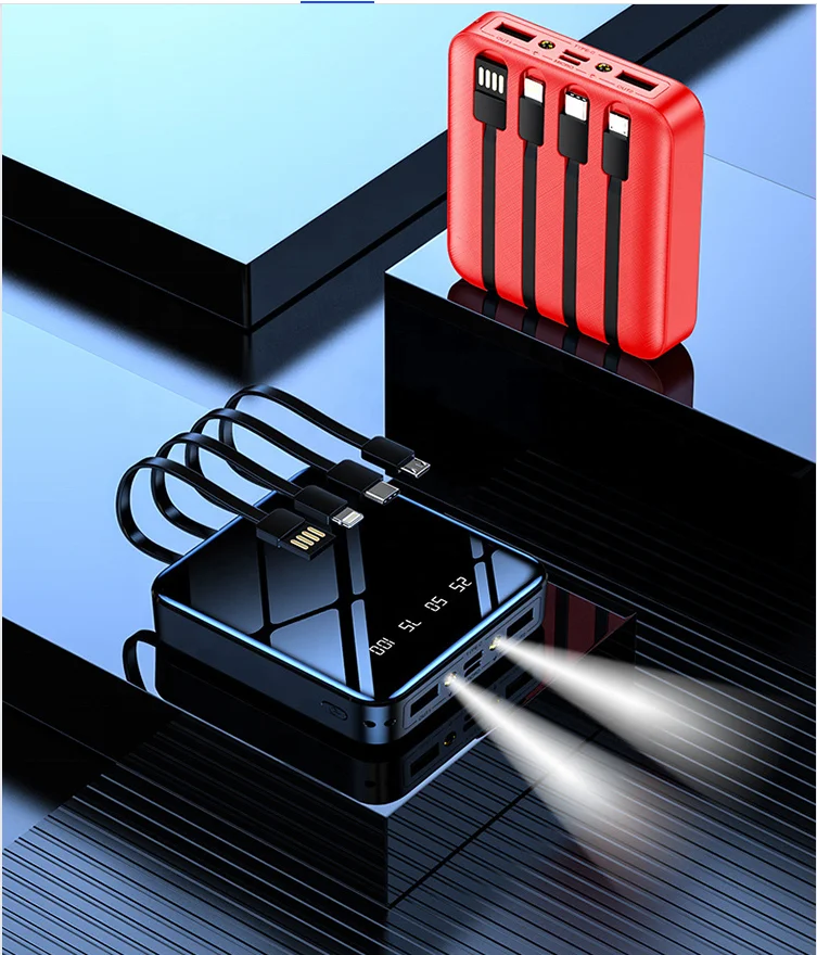 mirror power bank with flashlight led 10000 mah powerbank mini pawar bank battery 20000 mah 3 in 1 power bank with cables