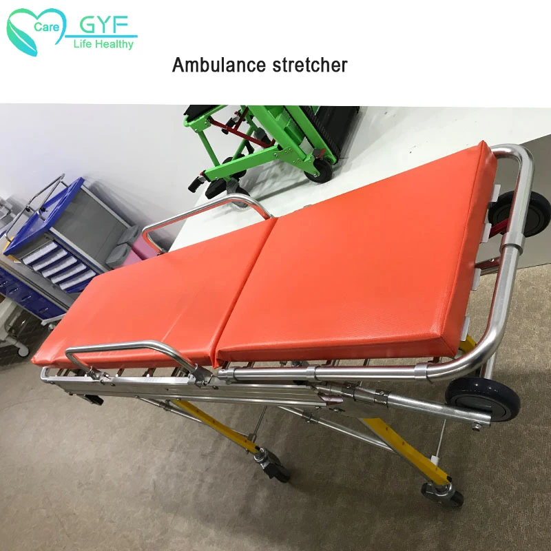 GYF automatic loading stretcher hospital ambulance aluminum alloy wide side folding 120 emergency loading stretcher