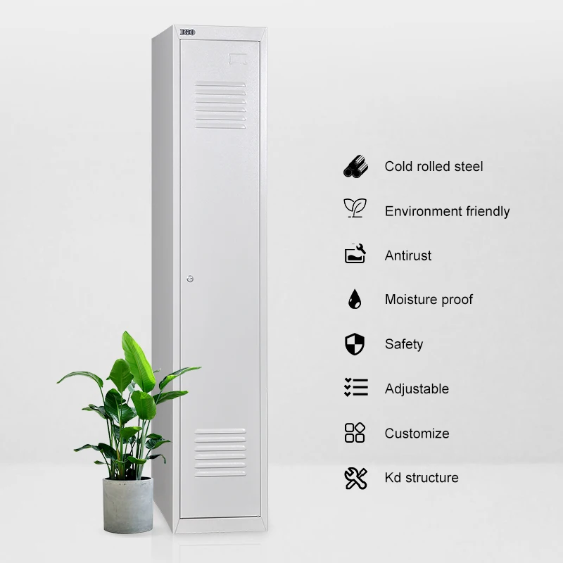 Cheap One Door Single Metal Locker with hanging rod
