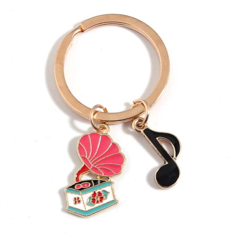 WOWEI Promotion Gift Guitar Keyfob Singer Keyring Stainless Steel Music Keychain for Music Lovers Keychain