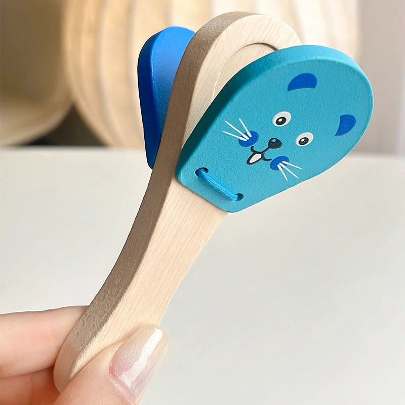 Montessori Baby Musical Instruments Wooden Colorful Cylinder Rolling Drum Rattle Hand Clappers Learning Toys For Infant