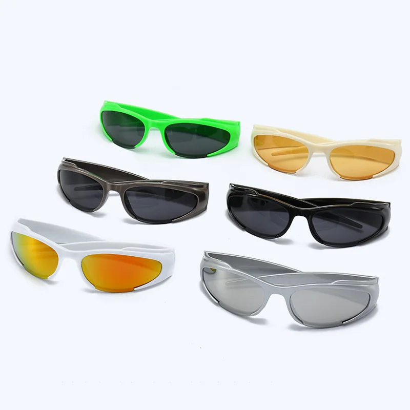 DL GLASSES 2024 Cyberpunk Futuristic Y2K Sunglasses Cycling Wrap UV400 Outdoor Sport Sun Glasses Gafas de sol