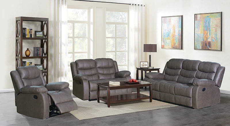 Wholesale Price Modern Luxury Leather 3+2+1 Manual Recliner Sectional Sofa Set Furniture Living Room Sofas