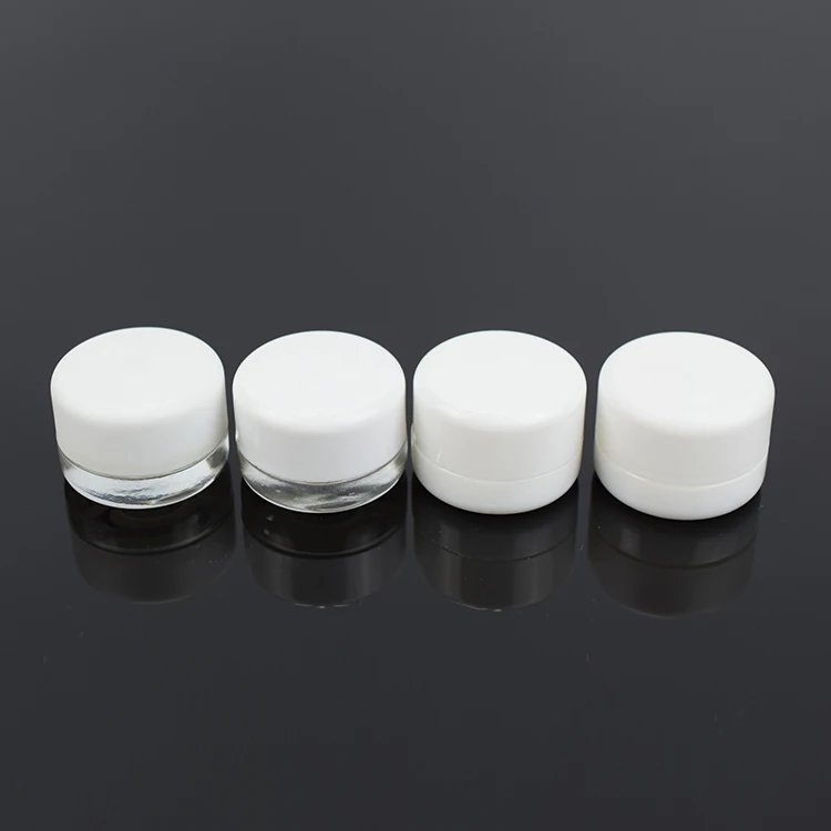 5ML  7ml 9ml  UV RESISTANT HEAVY BOTTOM CONCENTRATE GLASS JAR WITH CHILD RESISTANT GLOSSY BLACK LIDS