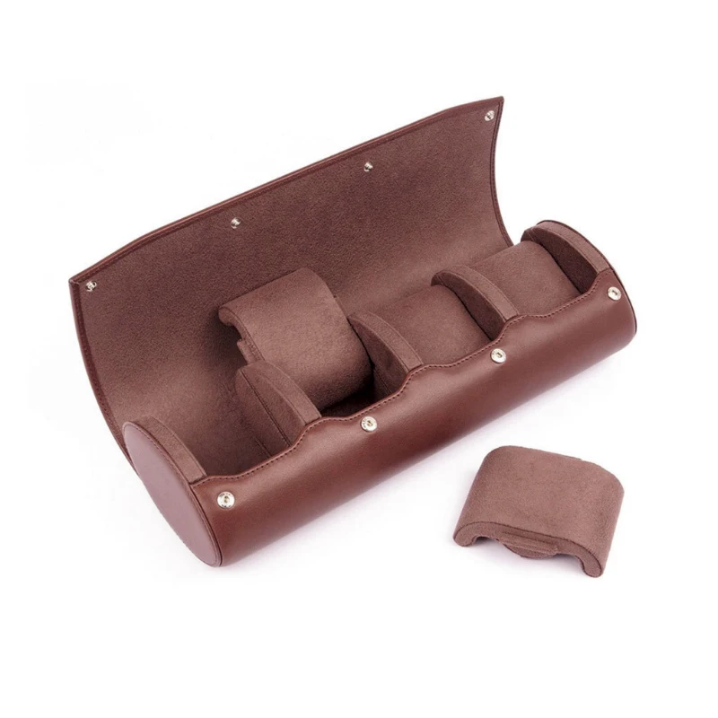Custom Genuine PU Watch Box Organizer Watch Box Traveller 4 slots Watch Roll Case