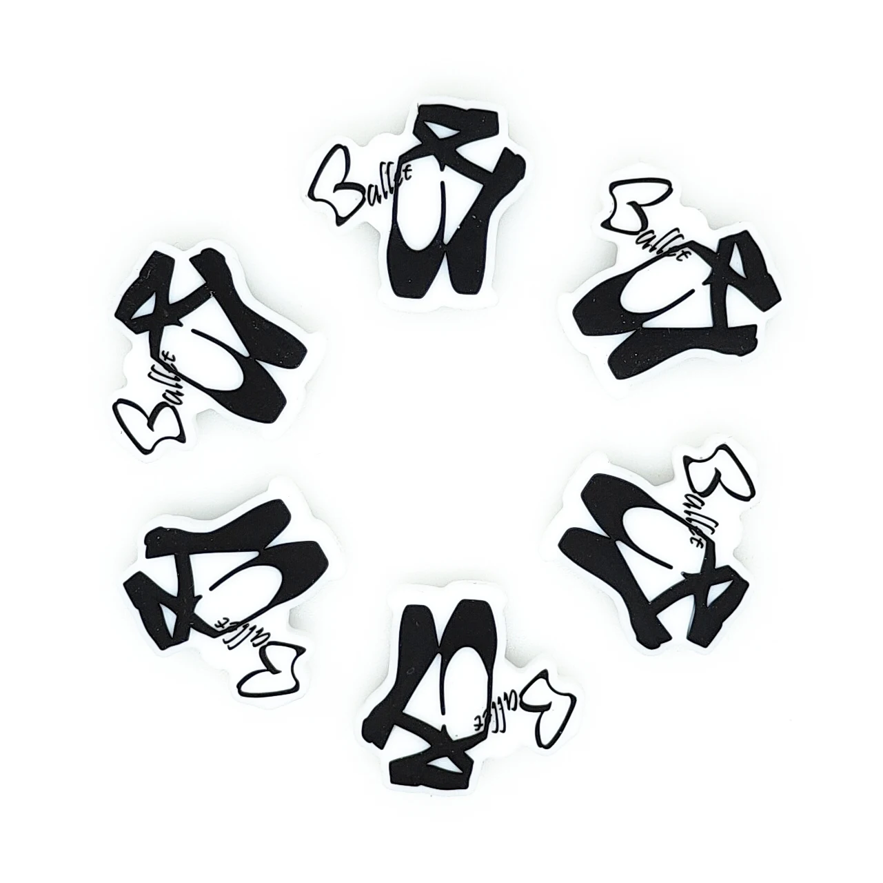 New Design Tutu Black Ballet Shoes Silicone Focal Beads Teething Toy Bracelet Keychain Making Ballet Dancing Silicone Bead