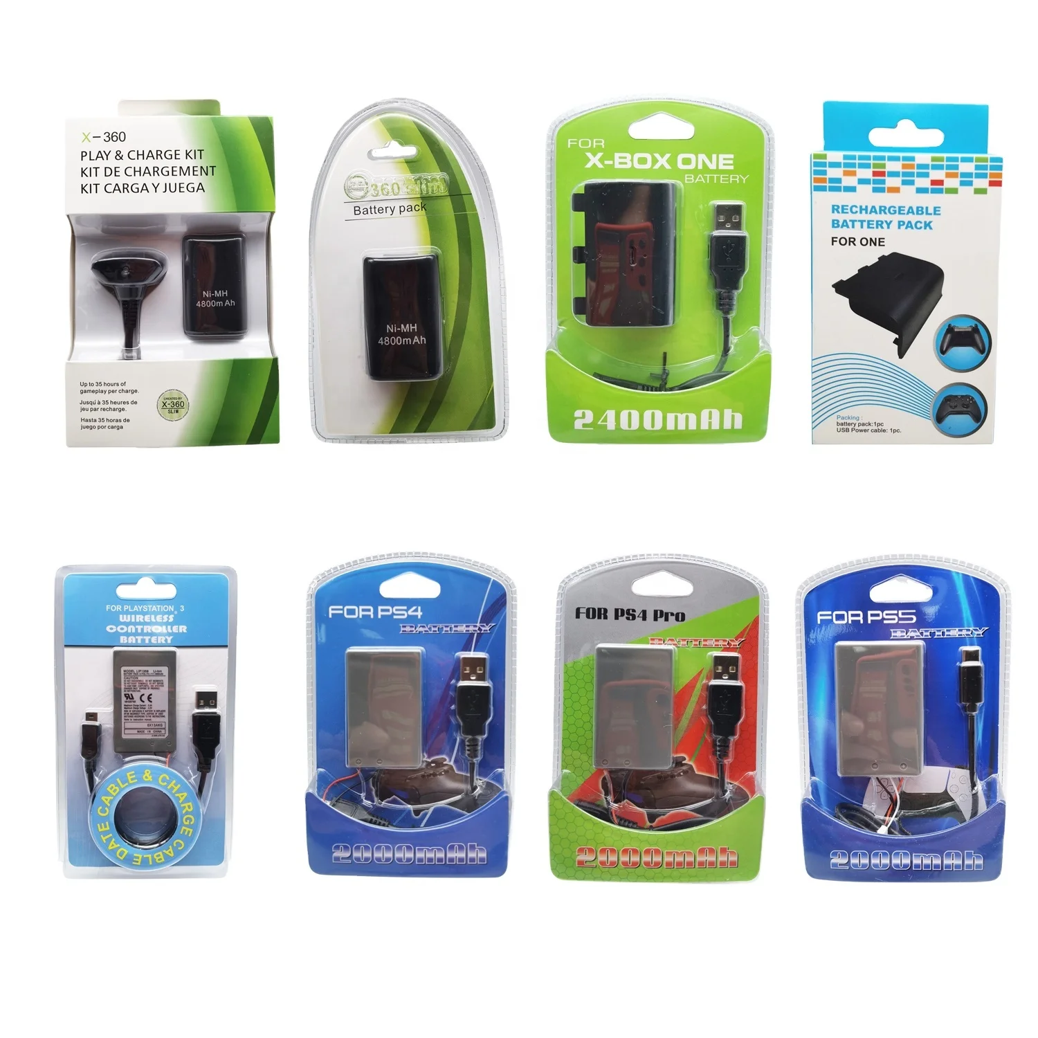 Game Accessories Controller Rechargeable  Li-ion Battery Pack With Cable For Playstation 3 PS3 PS4 pro PS5 XBOX 360 Xbox one