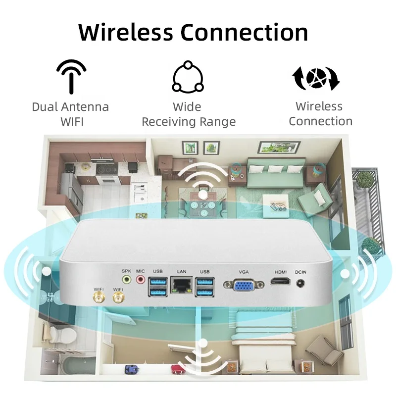 Small Form Factor PC Core i5 4200U 4K HTPC VGA USB WiFi Gigabit Ethernet Linux Win10 Office Mini Computer