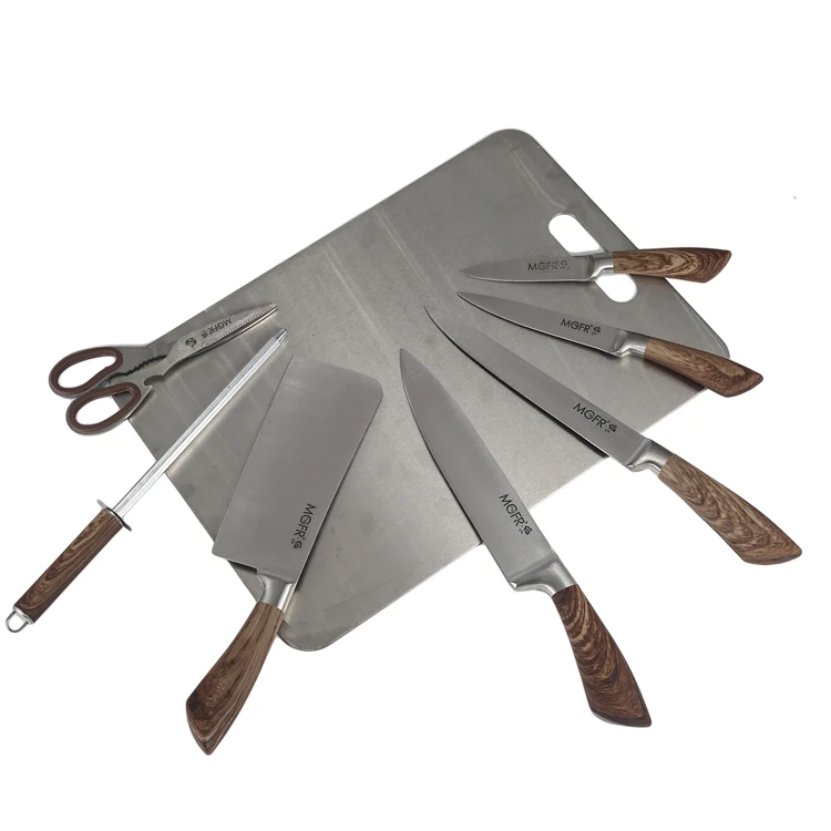 
Wooden Handle High Carbon Stainless Steel Chef Knife Kitchen Knife Set 7-piece Sharp Kitchen Knife Set Chef 