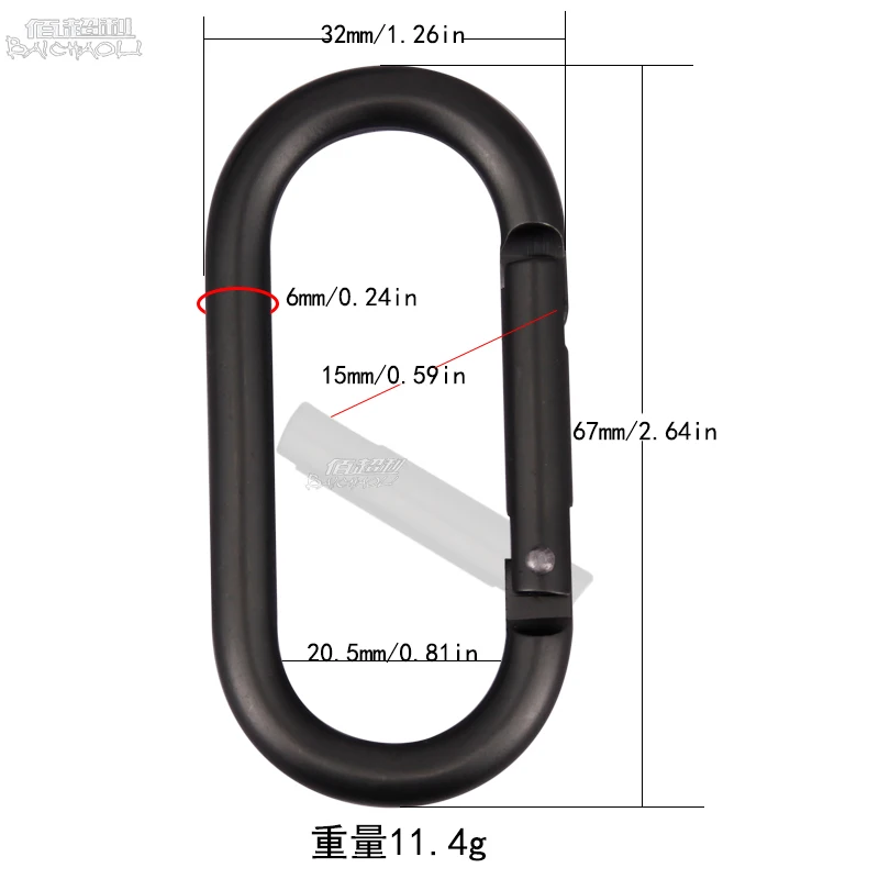 Baichao wholesale 7# O shaped Aluminum alloy metal lightweight engraved logo snap carabiner hooks for airpods or camping hiking