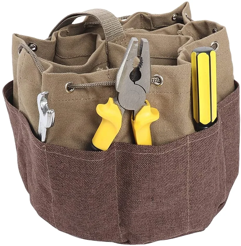 Garden Tote Bag Durable Canvas Tool Tote Bag  Gardening Tote Bag with Multi-Pockets Outdoor Multi Pocket Garden Tool Organizer