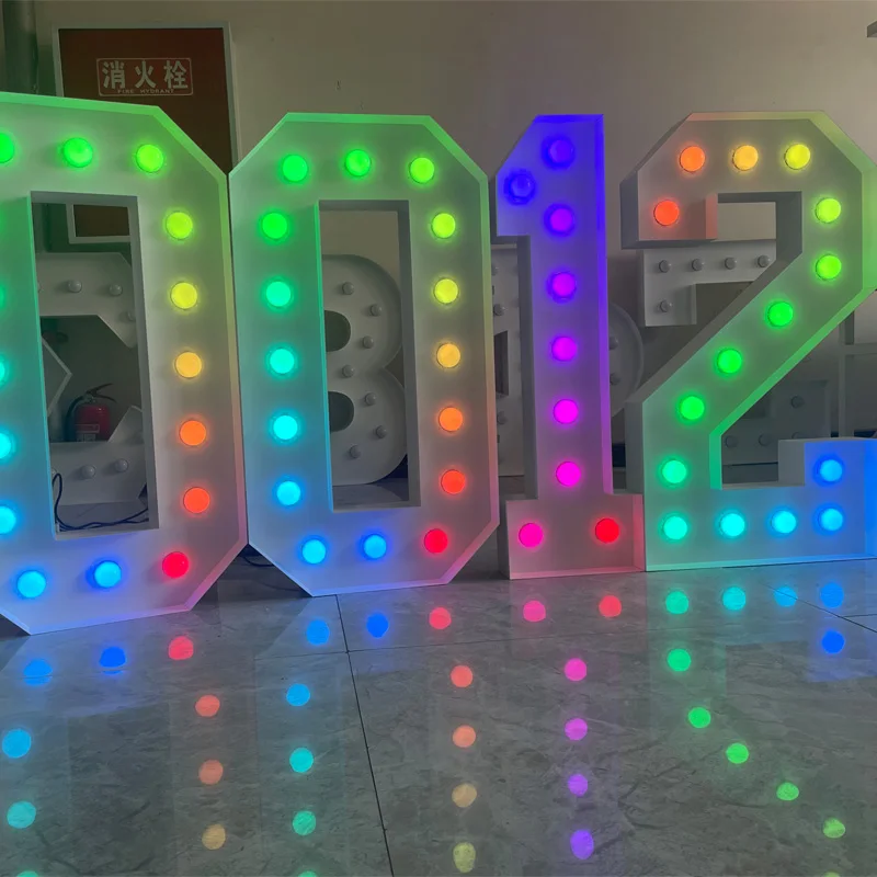 HS 2024 завод RGB led 3 фута Гигантский Большой свет большой шатер неоновые буквы цифры Подставка для свадьбы