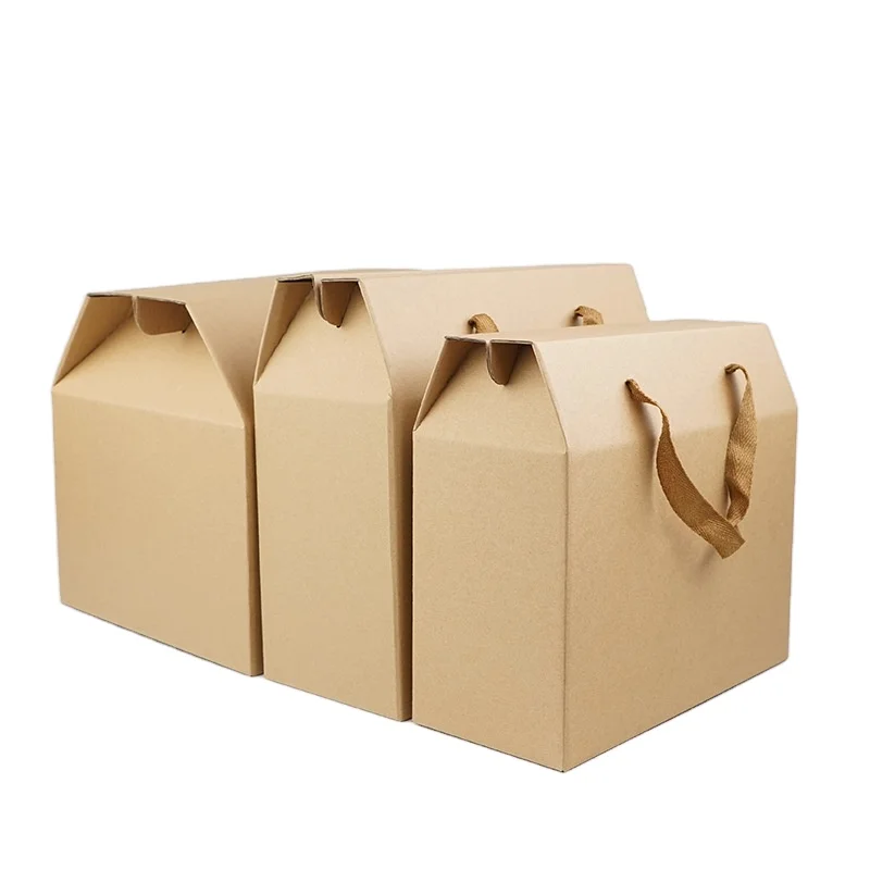 Custom Color Printed Corrugated Paper Cardboard Food Packaging Gable Top Carton Gift Box with Handle