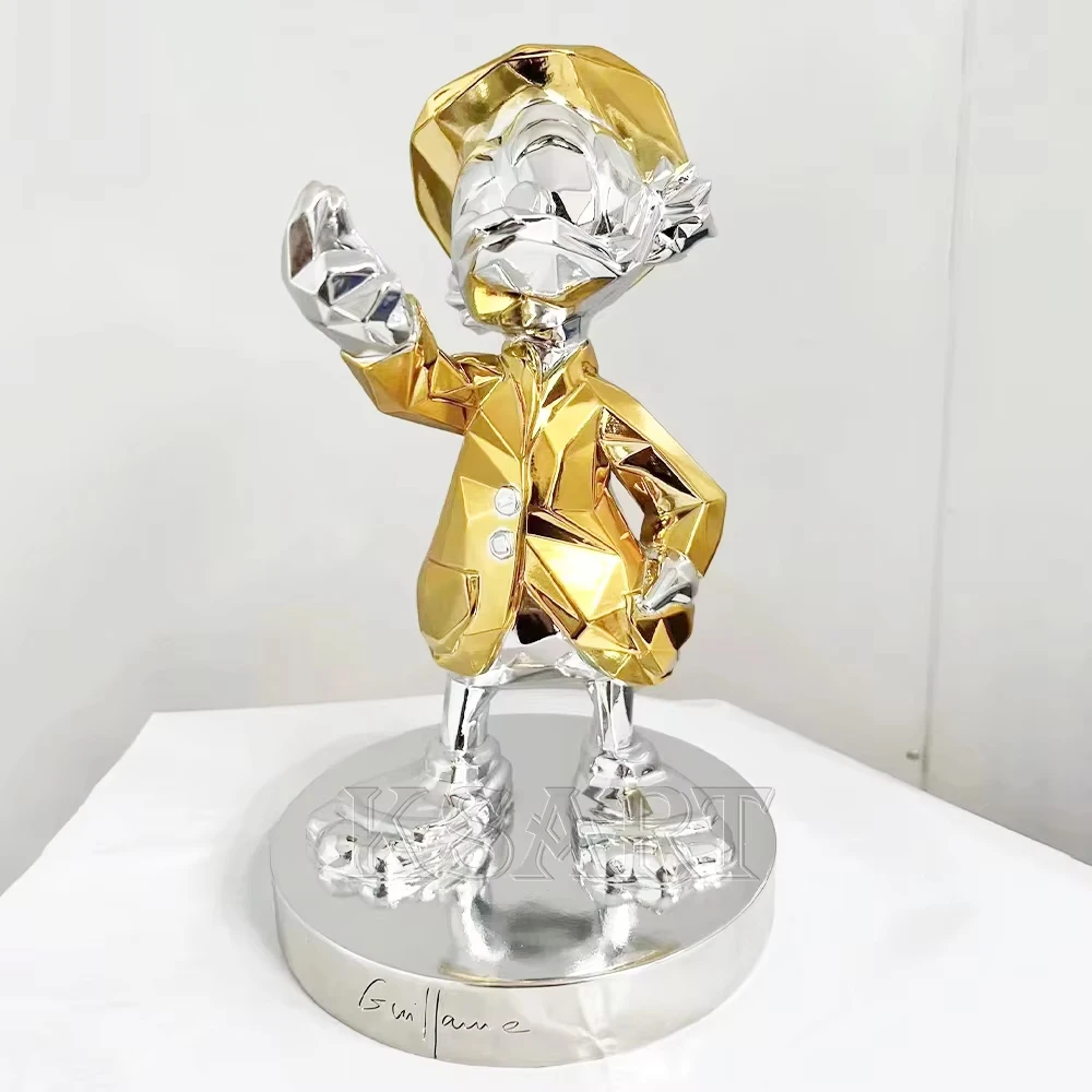 Modern design Pop Art Gloss chrome-plate The Miser statue Custom gold silver green art epoxy resin sculpture