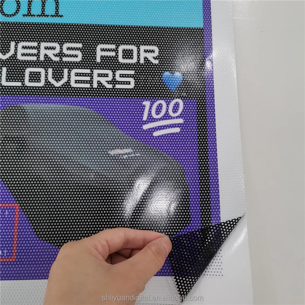 Customized Printing Of One Way Vision Advertisements Waterproof Glass Curtain Perforated Stickers
