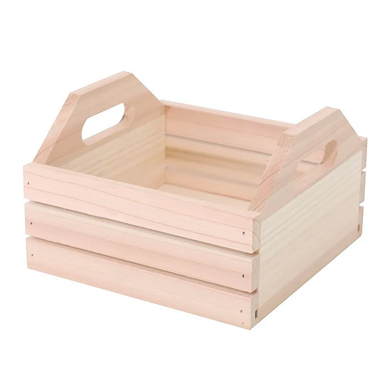 Simplicity Style Custom Logo no lid large Wooden craft Box With Handle unfinished Packaging Wood Box with handle