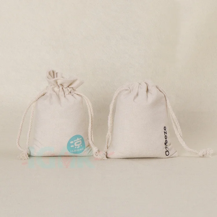 Canvas Drawstring White Color Shopping Bag Travel Portable Gift Bag Mini Packing Bags Coin Rice String Small Strappy Pockets
