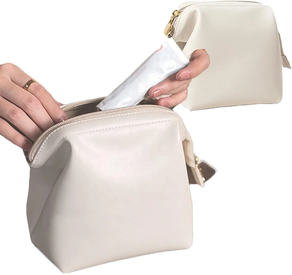 Custom Logo Women Travel Mini Coin Bag  Small Cosmetic Bag Pouch Waterproof Pu Leather Makeup Bag