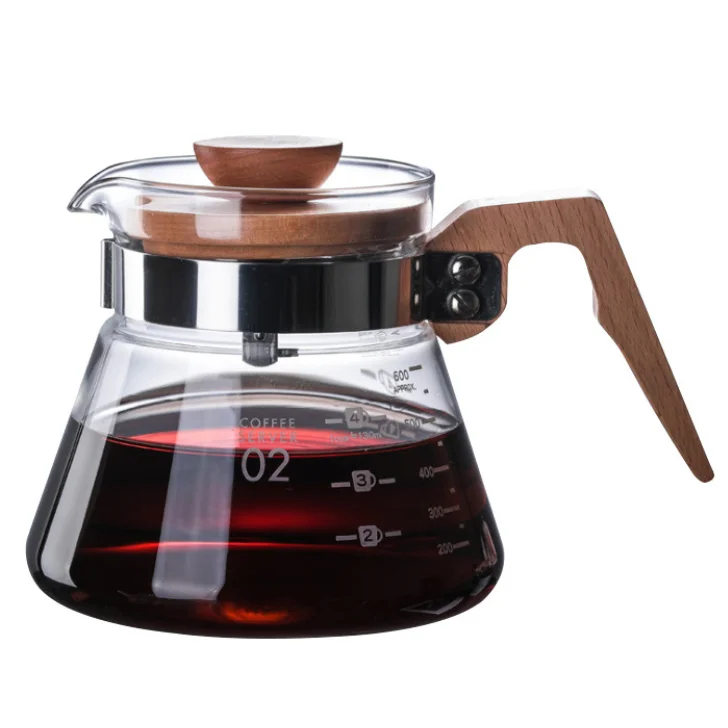wholesale 400ml 600ml Handmade Cafe Filter Pour Over Jug Pourover Drip Glass Coffee Pot