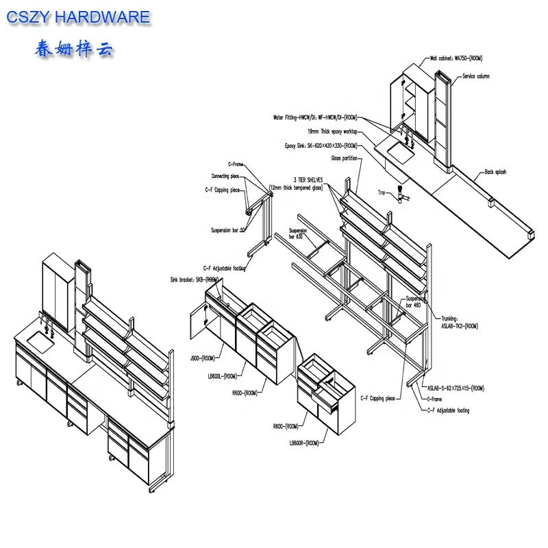 2022 New Arrival C-Frame Wood Steel Laboratory Island Workstation Bench