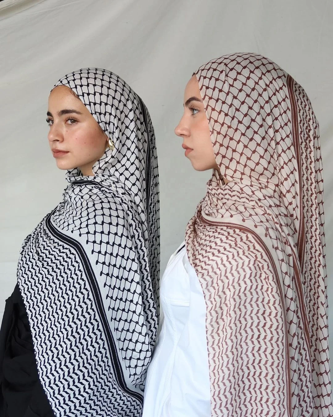 net print modal ladies hijab for muslim palestine keffiyeh scarf breathable light weight chiffon hijab