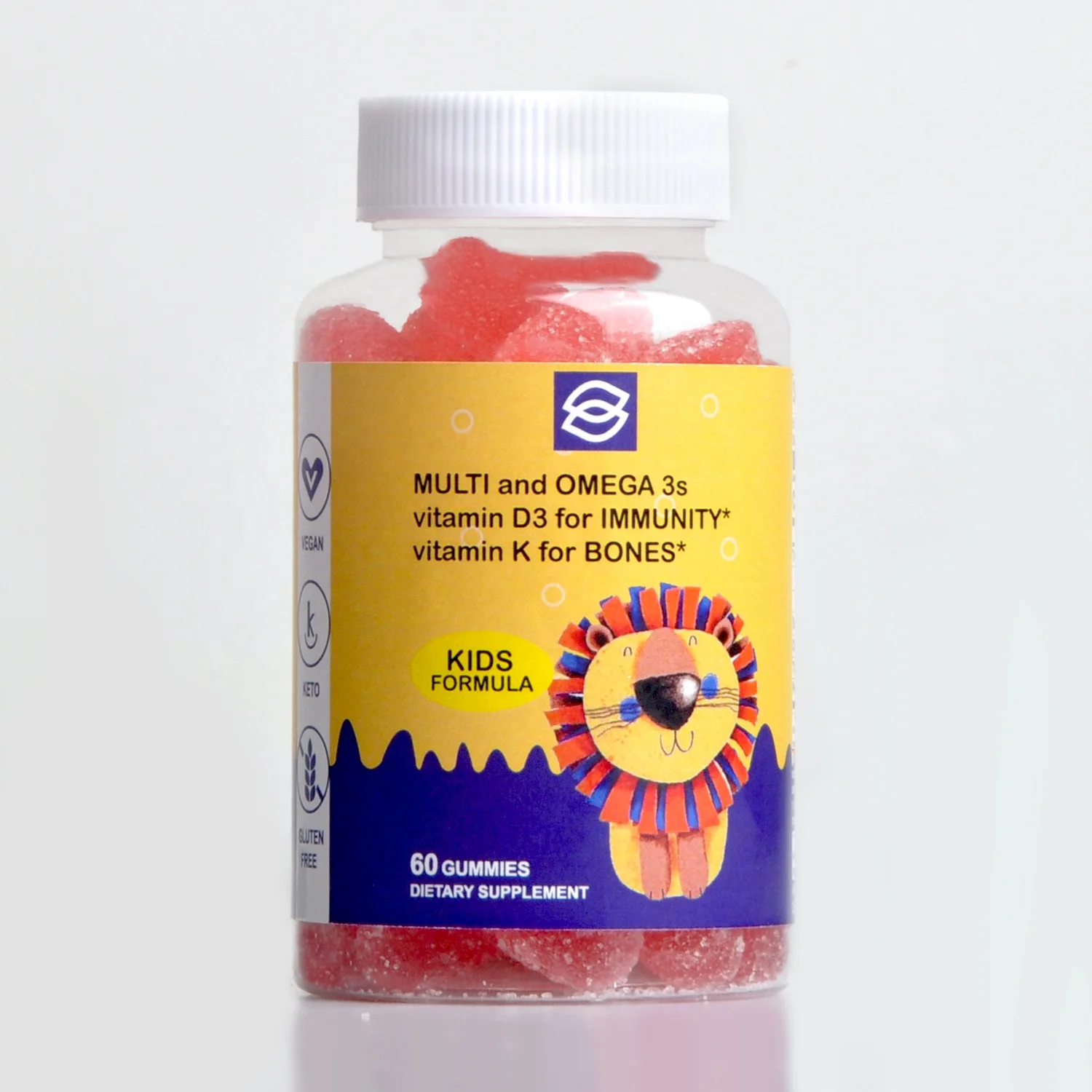 Wholesale Manufacturers Customized Functional Gummies Sugar Free Candy Enriched DHA Kids Growth Gummies