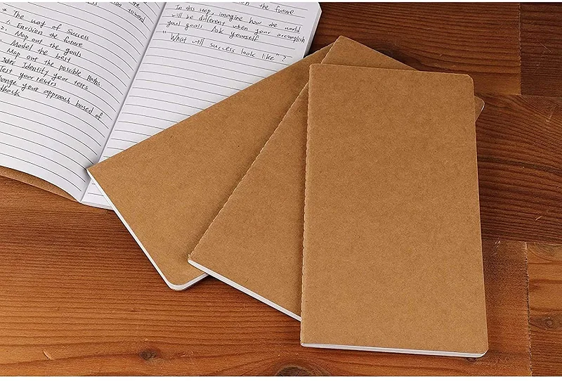 Promotional Wholesale Custom Sewing Binding Brown Lined School OEM Kraft Paper Notebook Printing a6 Student Exercise Book