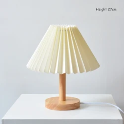 Korean Retro Pleated Table Lamp Nordic Solid Wood Table Lights Study Reading Table Lamps For Bedroom Home Decoration Lighting