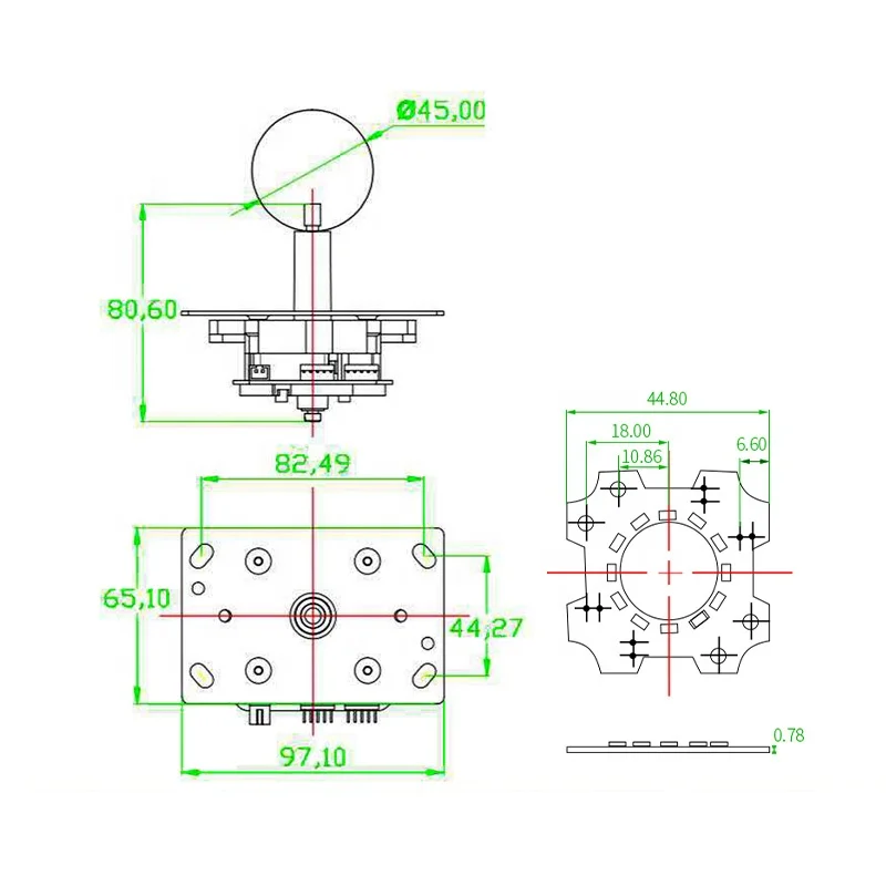 Factory Cheap Price Durable Arcade Game Accessories Fishing Game Machine Shooting Colorful Joysticks