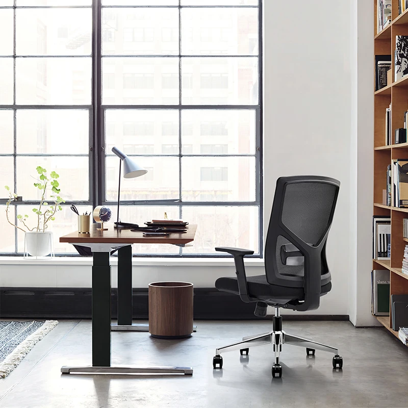 Manufacturers Cheap Staff Task Height Adjustable Computer Desk Midback Swivel Mesh Office Chair With Arm Rest