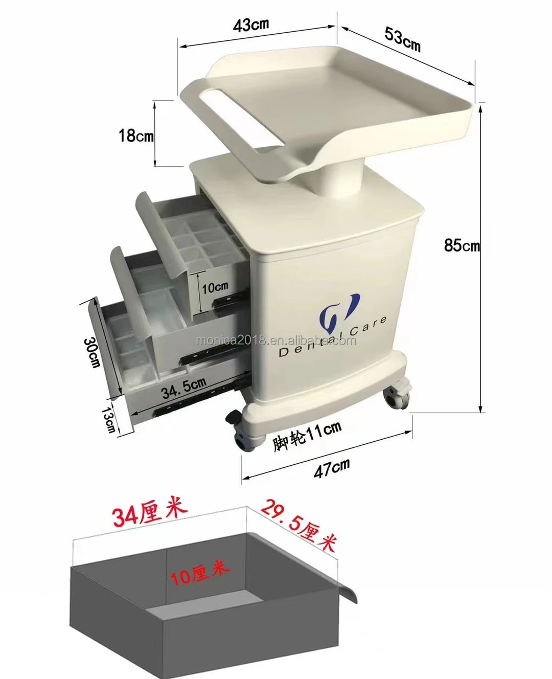 Dental product one  Dental Mobile Cabinet for Dental Equipment in Clinic/Dental care cart with 3 drawers