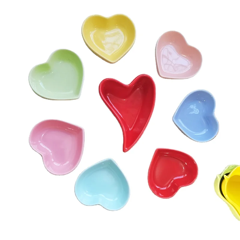 ZC Heart-shaped Kitchen Food Sauce Dish Sauce Seasoned Bowl Sauce Saucer Small Vinegar Taste Board Snack Plate