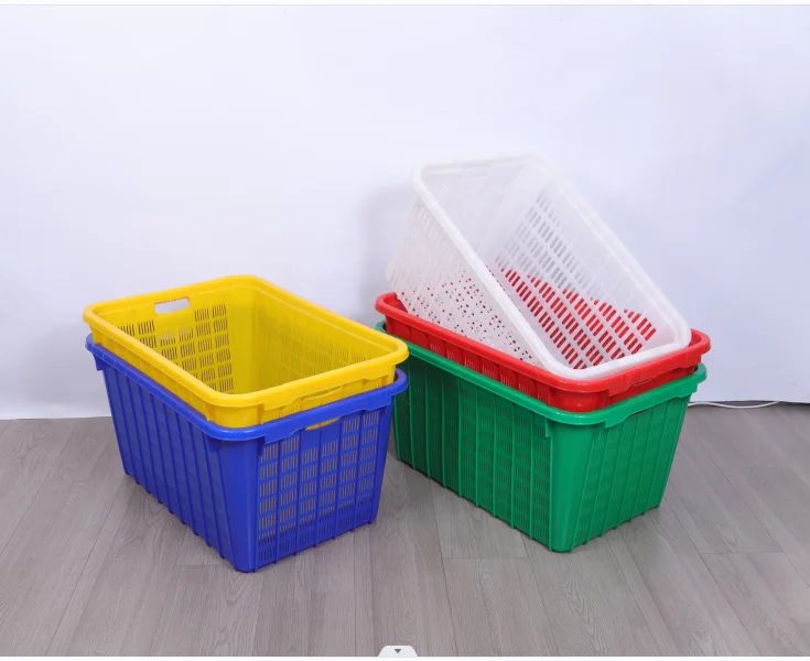 Made in China HDPE Plastic Basket with Wheels and Handles Plastic Baskets for Storage with Cap