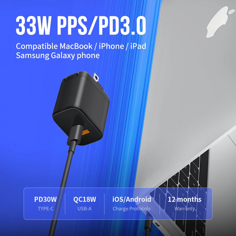 Адаптер для быстрой зарядки 33 Вт с двумя портами iPhone 12Pro/12/11