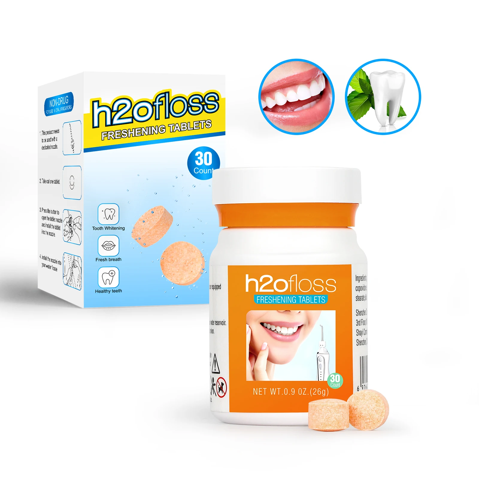 H2ofloss Breath Freshening Refill Tablets, Bad Breath Treatment Freshener  Breath Freshening Tablets for Dentures