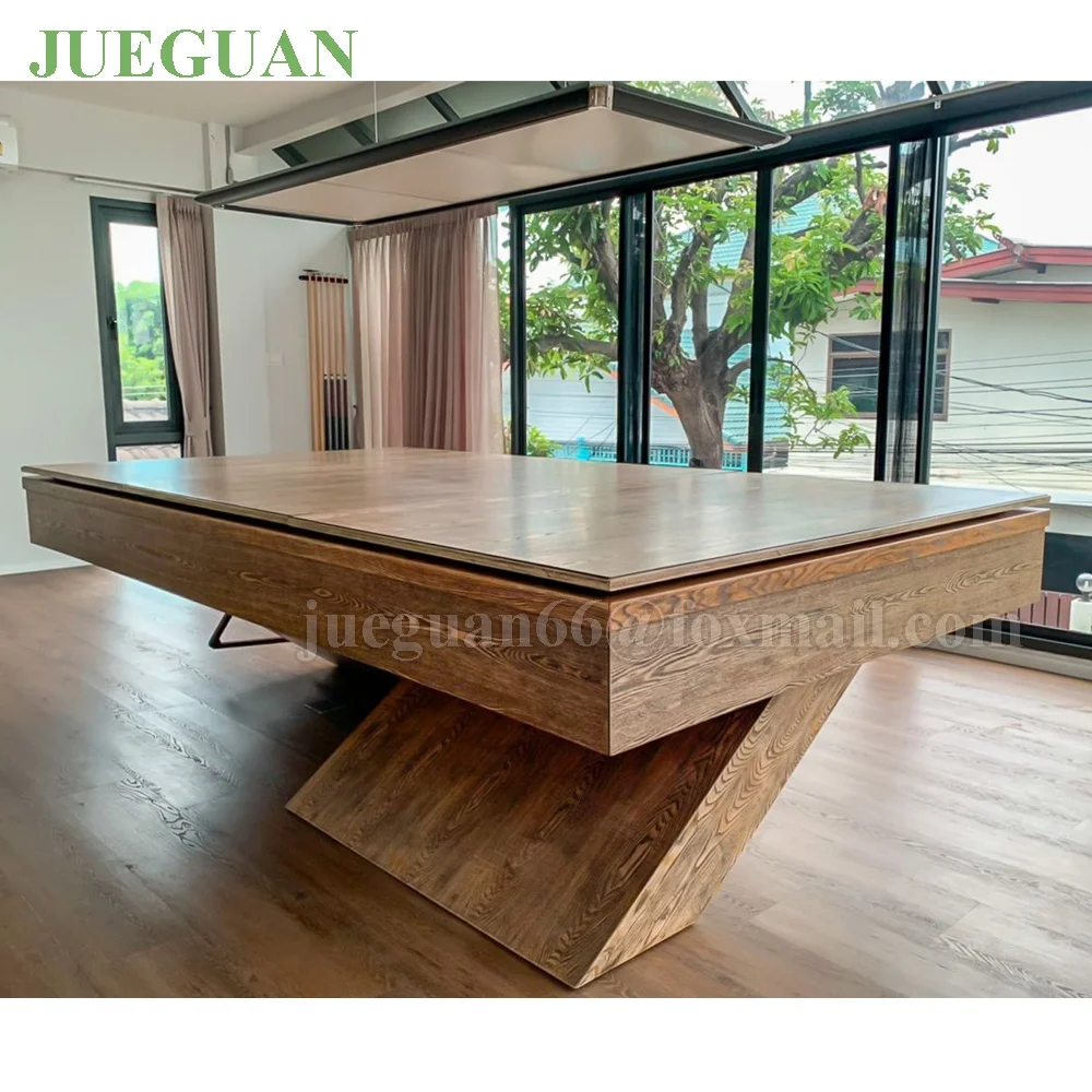 Malaysia modern style luxury Ash wood 9ft 8ft size slate top billiard pool table with dinner top