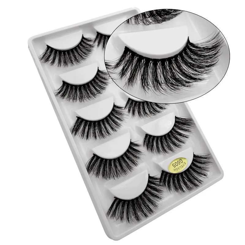 Real 5D Mink 5 pairs Multi-Layered Fake Eyelash Manufacturer G500 G600 G700 G800 false mink lashes
