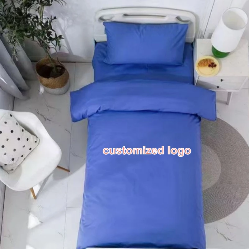 Blue Quilt Cover Bed Sheet Three-Piece Set for Student Dormitory Single Bedding Match Sets Cheap Hospital