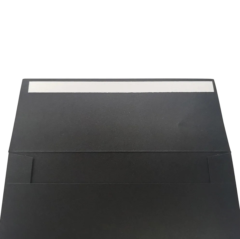 C3 C4 C5 C6 DL A7 Square Custom Glod Foil Stamping Black Envelope Business Invitation Cardboard Envelope Adhesive Strip