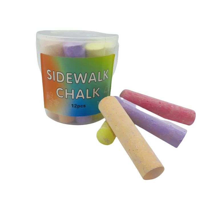 Customised Washable Sidewalk chalk pack in Storage Bucket 12pcs Colorful Outdoor Chalk Bag Large for school chalk packing box