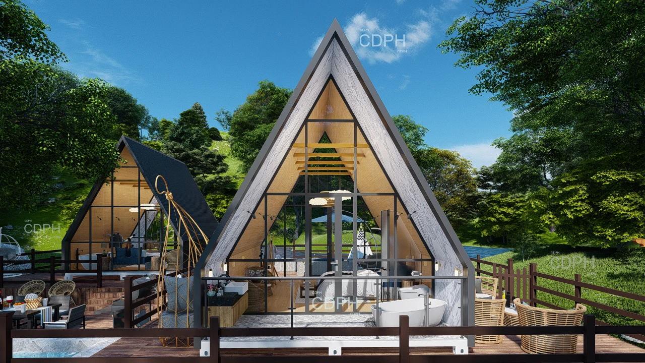 A frame Roof Prefabricated House Casa Prefabricada Modular Cabin Tiny Homes Triangular Maison Conteneur Prefab Houses